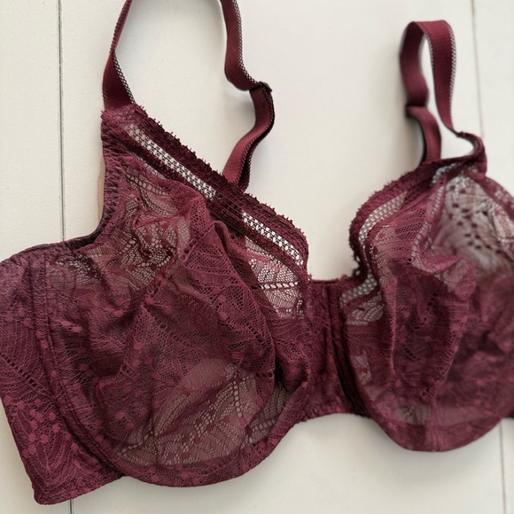 Simone Pérèle Comete Bra Seamless French Lace Burgundy Maroon Red Quite Luxury - Picture 5 of 7